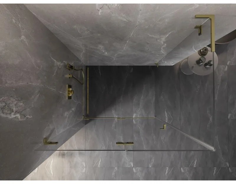 Mexen Lunar-F L, 1-krídlový sprchový kút so skladacími dverami, ľavý, 100 x 70 cm, 8mm číre sklo, zlatý matný profil, 836L-100-070-55-00-L