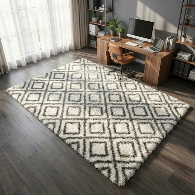 Protišmykový koberec DECOR biely / sivý