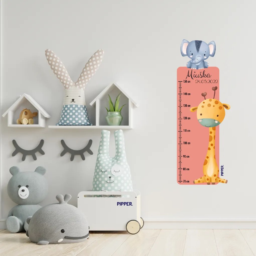 50x120cm Detský meter s menom - Safari 2 - textilná nálepka na stenu