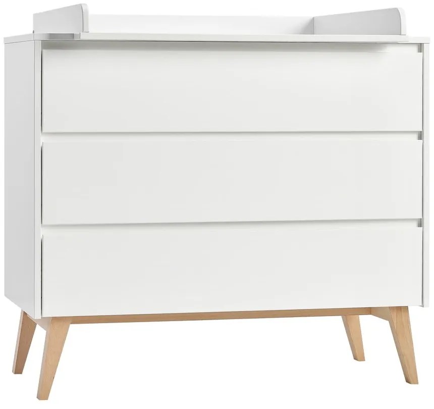 Biela detská komoda so zásuvkami Pinio Swing, 100 x 92 cm