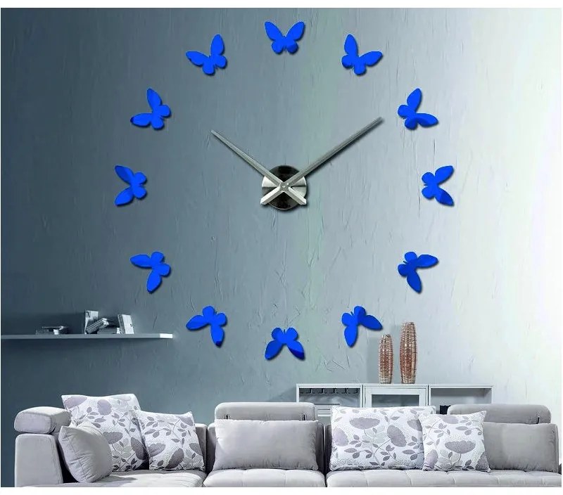 Nástenné hodiny moderne hodiny na stenu luxus hodiny vyrobené z plastu MOTYLOVO 12S001-3D Wall Clock HEU+