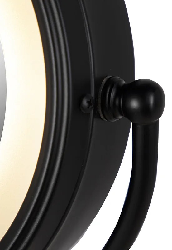 Dizajnové nástenné zrkadlo čierne vrátane nastaviteľného LED IP44 so šnúrkou - Vicino