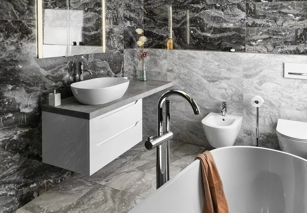 Sapho Sapho, WAVE umývadlová skrinka 89,7x45x47,8cm, pravá, biela/dub Alabama, WA093-3022