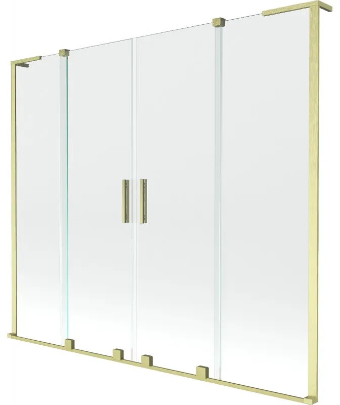 Mexen Velar L Duo, 2-krídlová posuvná vaňová zástena 180 x 150 cm, 8mm číre sklo, zlatá matná, 896-180-003-02-55