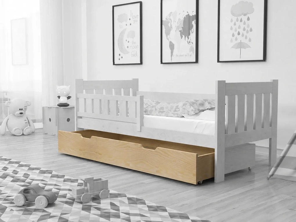 Šuplík pod posteľ 200 cm - prírodná borovica