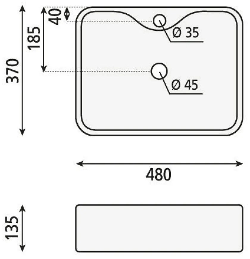 Biele keramické umývadlo Sapho Balena, 48 x 37 cm