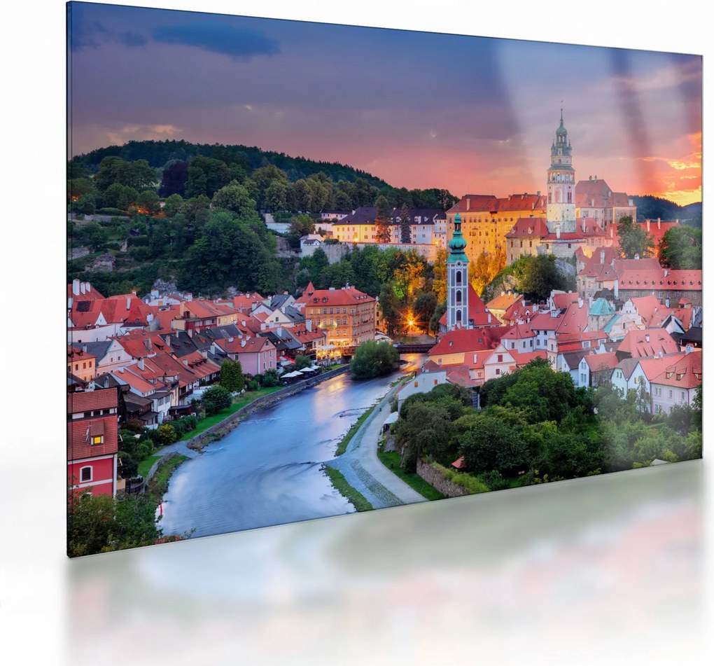 Sklenený obraz - Český Krumlov (70x50 cm)