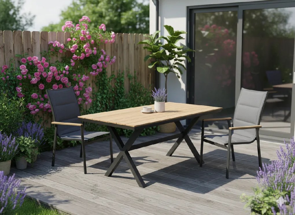 CH Záhradný hliníkový stôl Polywood - tmavosivá
