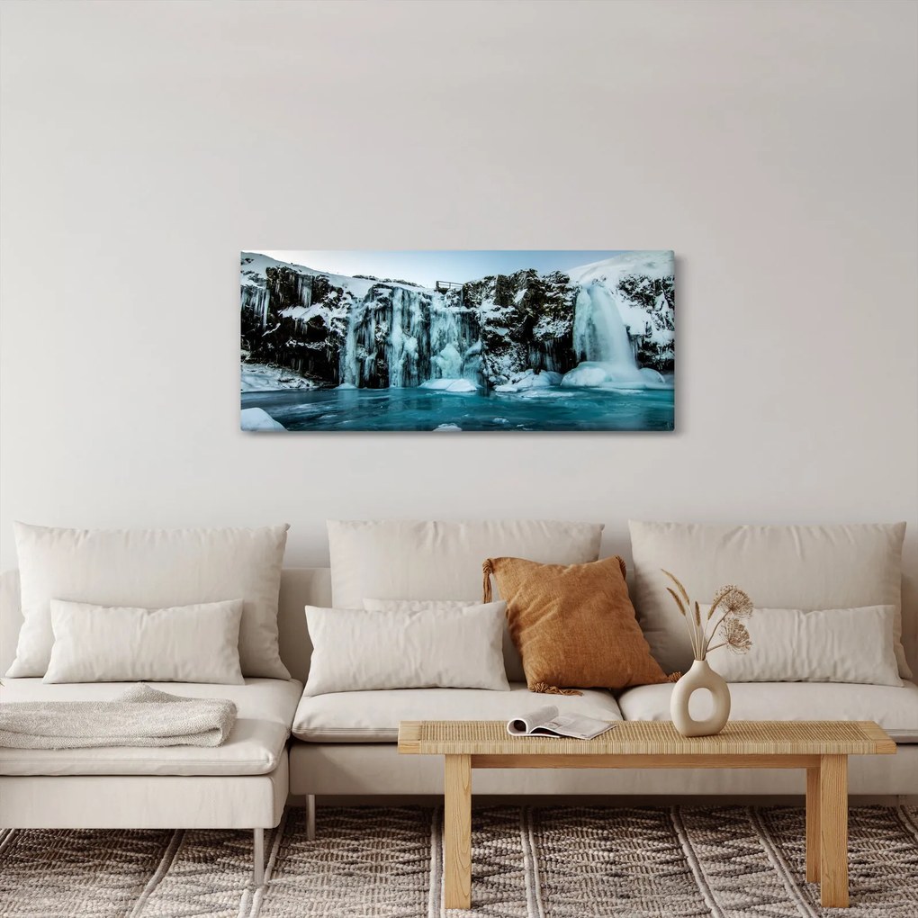 Obraz zamrznutých vodopádov (120x50 cm)