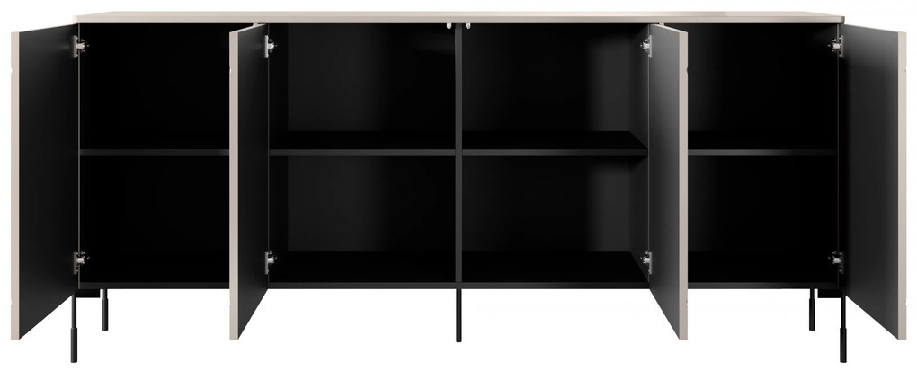 Komoda Sonatia 200 cm - kašmírová / čierna