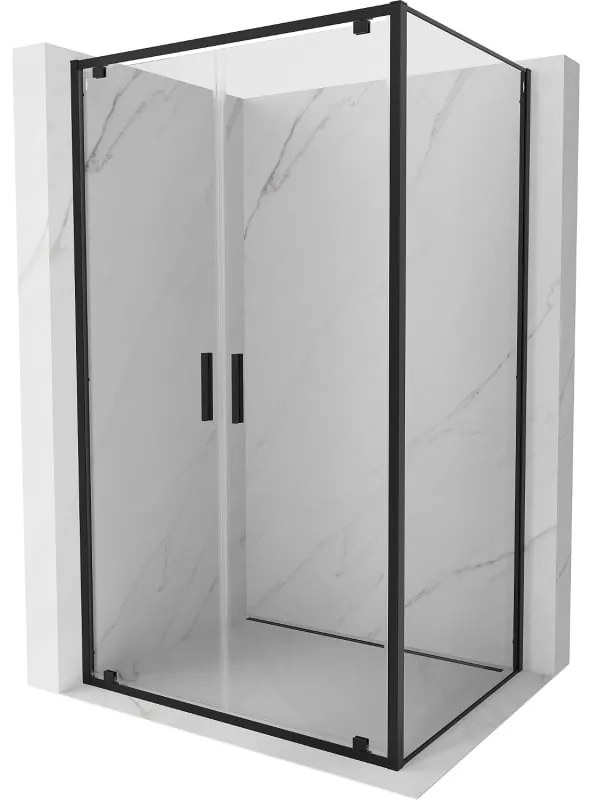 Mexen Exo, sprchovací kút s krídlovými dverami 70 x 90 cm, 6mm číre sklo, čierny profil, 8182-070-090-70-00