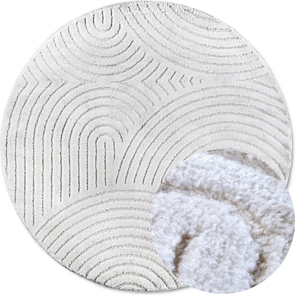 ELLE Decoration, AKCIA: 200x200 (průměr) kruh cm Kusový koberec New York 106203 White kruh, biela, chodba / predsieň