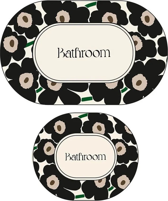 Čierne/béžové kúpeľňové predložky v súprave 2 ks 60x100 cm Oweld – Foutastic