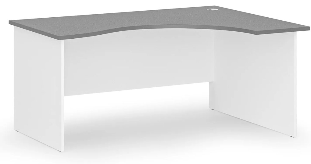Ergonomický kancelársky písací stôl PRIMO WHITE, 160x120 cm, pravý, biela/grafit
