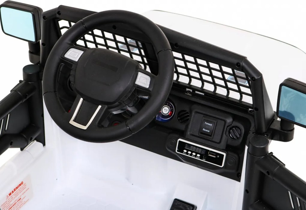 Ramiz Autíčko na batérie Jeep Dark Night pre deti Biele + pomalý štart + EVA + LED Audio