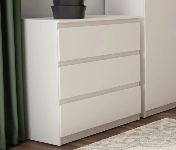 Zásuvková komoda Carlos 753S, biela, výška 80 cm