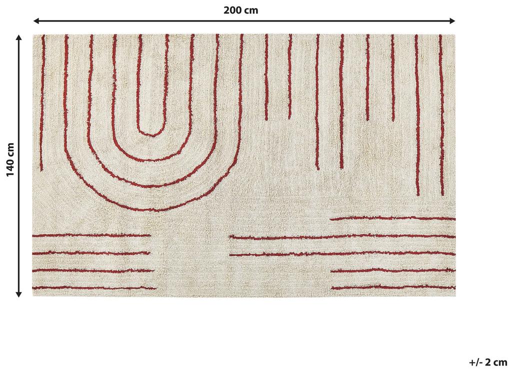 Bavlnený koberec 140 x 200 cm béžová/červená TIRUPATI Beliani