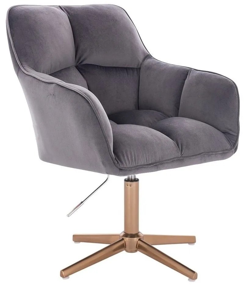 LuxuryForm DESIGN Kreslo AMALFI VELUR na zlatom kríži - tmavosivé