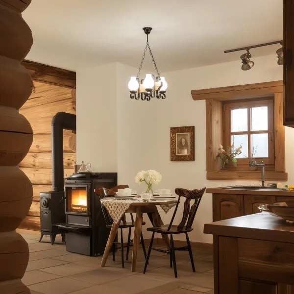 Brilagi - Luster na reťazi QUEEN 4xE14/40W/230V buk/orech