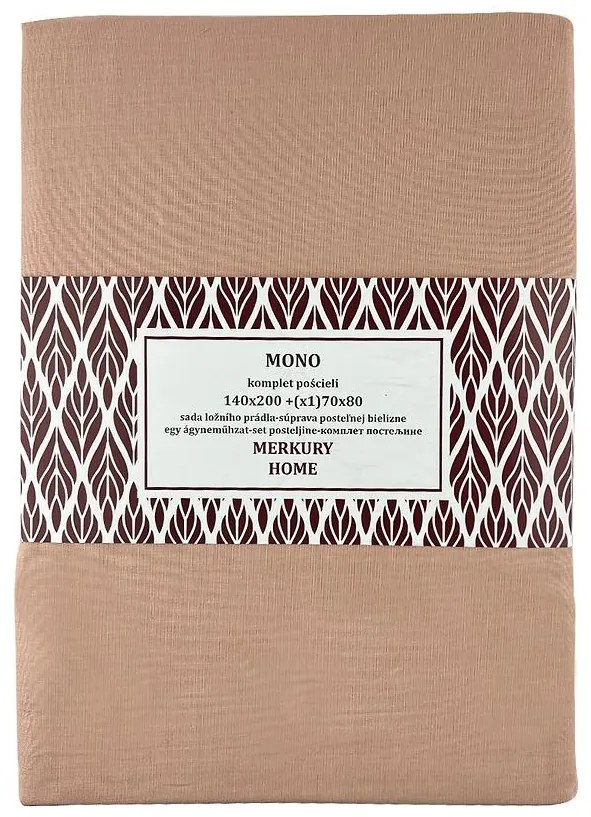 Obliečky Mono bavlna svetloružová 140x200 + (1) 70x80 Merkury Home