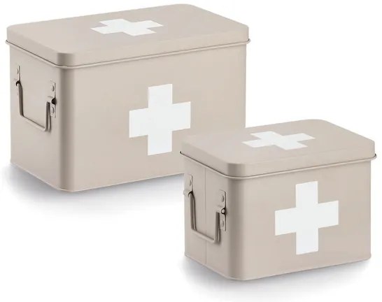 Lekárnička, kovový box na lieky, 2v1, béžová, MEDICINE XL 32x20x20