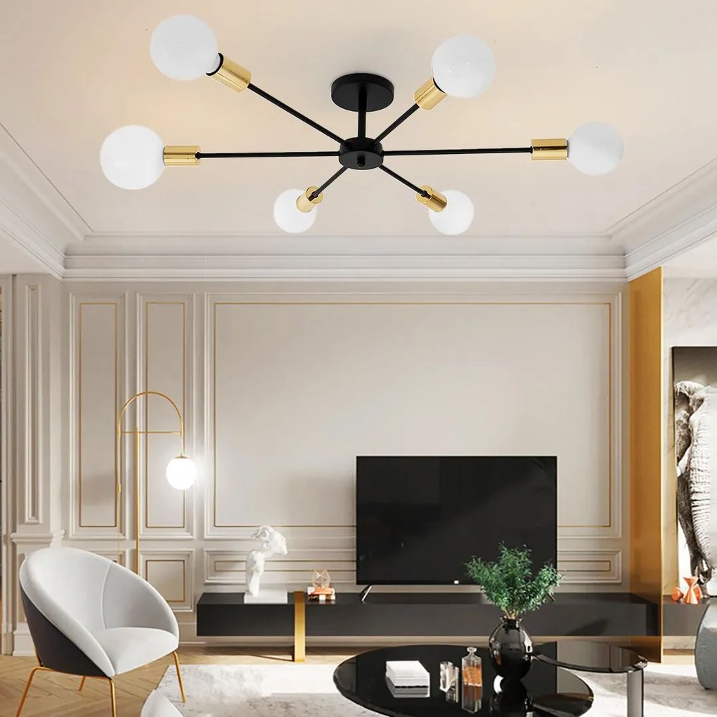 Toolight - Lampa spider-6 APP501-6C, čierna-zlatá, OSW-01100
