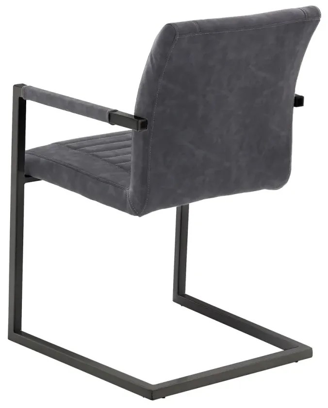 furniture-nabytek.cz - Sada 2 masivních křesel s područkou Picton, umělá kůže / kov, šedá/černá