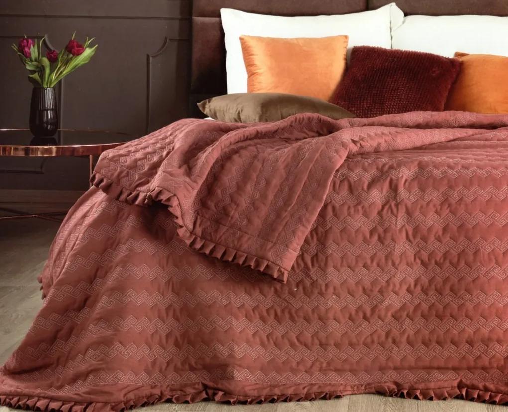 DomTextilu Dekoračný obojstranný prehoz na posteľ tehlovej farby Šírka: 220 cm | Dĺžka: 240 cm 27684-153314