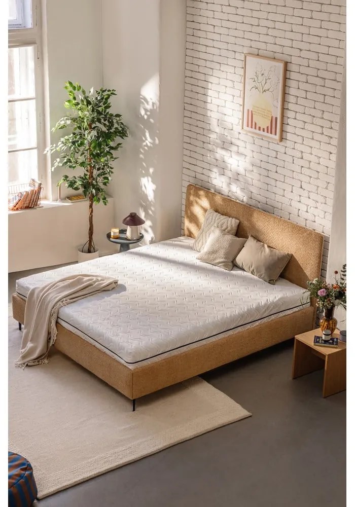 Čalúnená dvojlôžková posteľ taupe s matracom/s roštom 160x200 cm Noira Slim - Bonami Selection