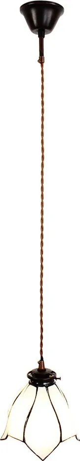 Biela závesná Tiffany lampa v tvare kvetu Folwia - Ø18*115 cm E14/max 1*25W