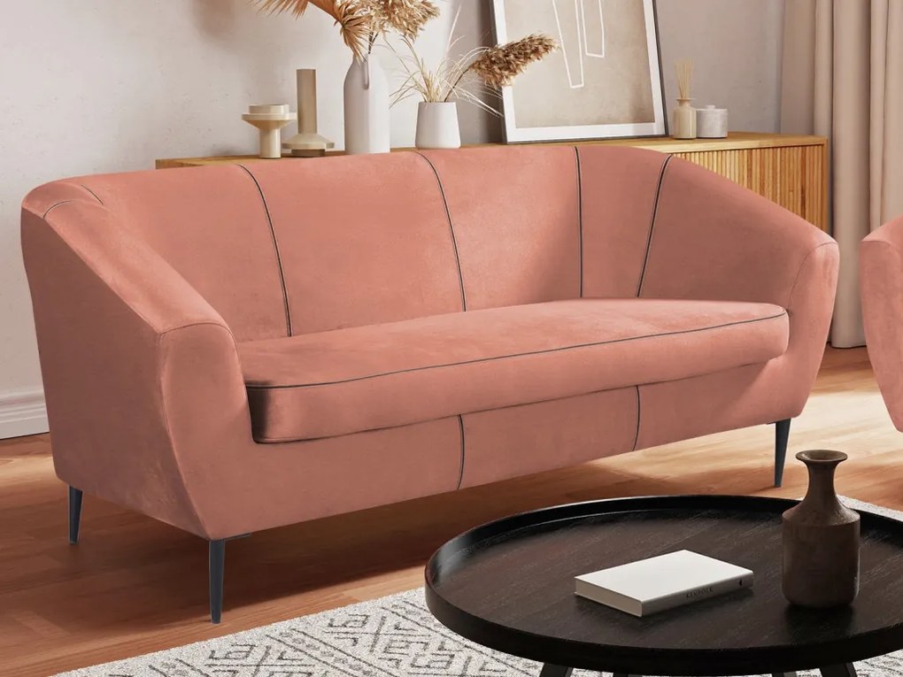 Trojmiestna pohovka Olivio, lososová zamatová tkanina