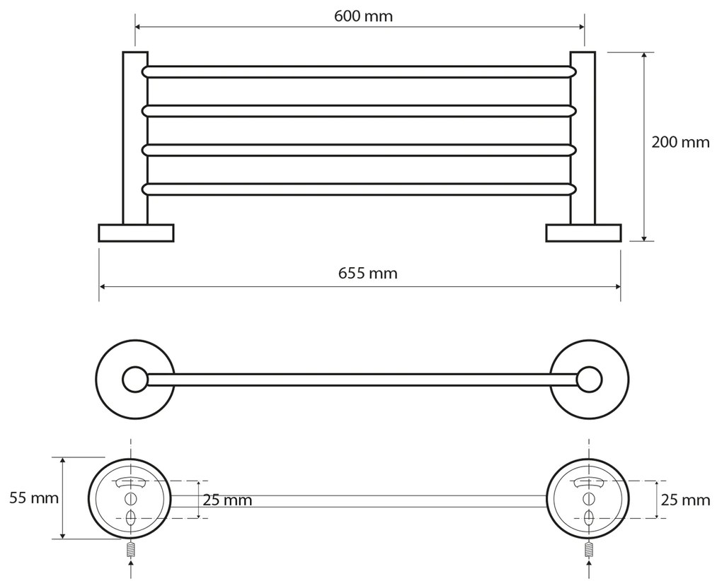 Sapho, X-ROUND E polička na uteráky 650mm, chróm, XR412