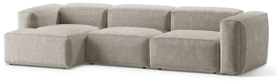 Béžová menčestrová rohová pohovka (ľavý roh/s leňoškou) Bergamo – Cosmopolitan Design