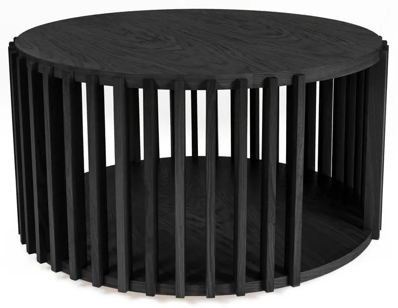 Čierny konferenčný stolík z dubového dreva Woodman Drum, ø 83 cm