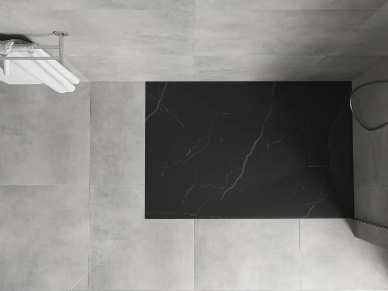 Mexen Hugo, obdĺžniková sprchová vanička, SMC, 130x80cm, imitácia kameňa – čierna, 42758013