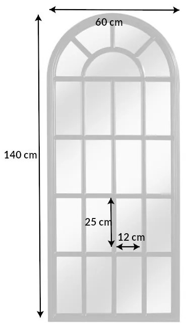 Nástenné zrkadlo Castillo 140cm sivá vintage biela