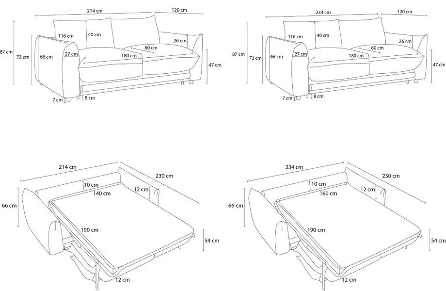 Vínová rozkladacia pohovka 234 cm Ernest – Bobochic Paris