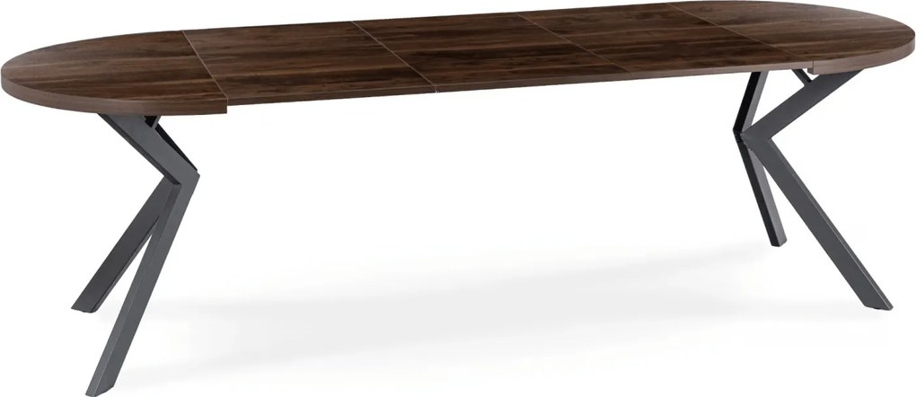 Súprava stola LUKAS 100-250 cm orech/čierna a 4 čierne stoličky PERU