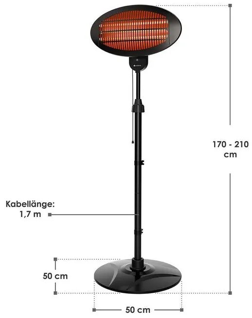 2000 W infračervený ohrievač s teleskopickým stojanom