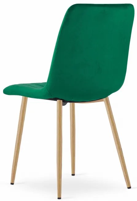 Set dvoch jedálenských stoličiek LAVA zamatové zelené / drevené nohy (2 ks)