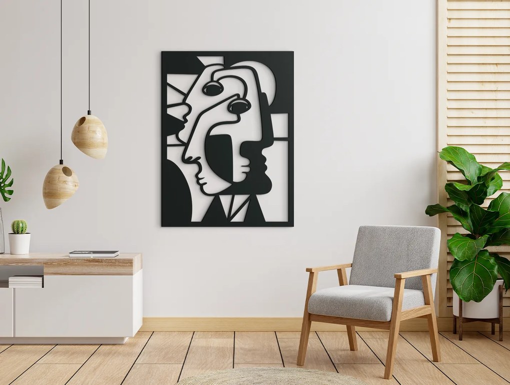 drevko Kubistický obraz na stenu Tváre Rozmer obrazu: 43,5 x 32,5 cm, Farba dekorácie: Čierna