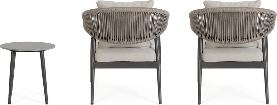 Kaki/taupe hliníková záhradná lounge súprava pre 2 Millor – Bizzotto