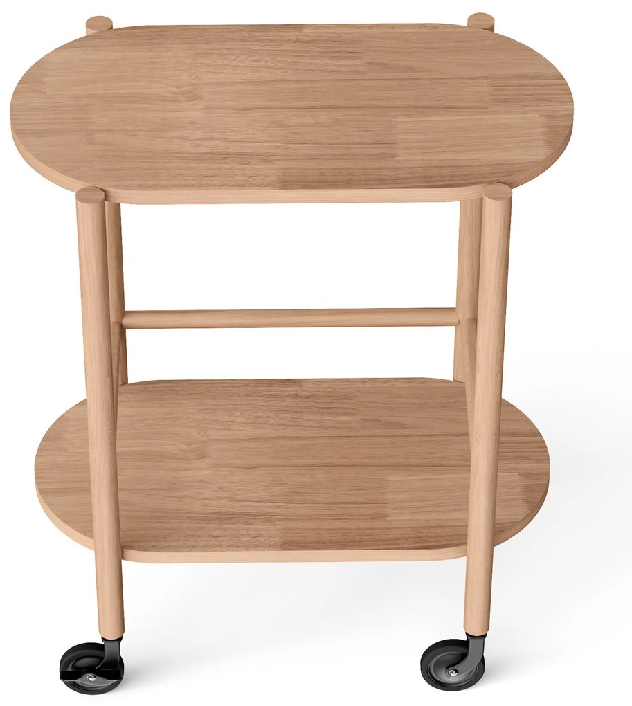 Barový vozík z masívneho dreva s 2 úrovňami