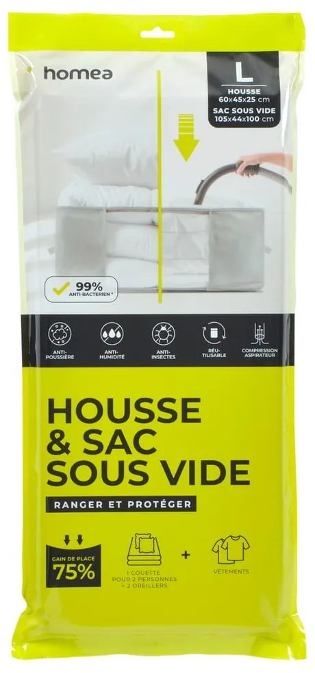 Vákuový plastový úložný box na oblečenie 60x45x25 cm – Homéa
