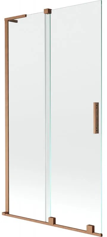 Mexen Velar L, 2-krídlová posuvná vaňová zástena 100 x 150 cm, 8mm číre sklo, medená matná, 896-100-003-01-65