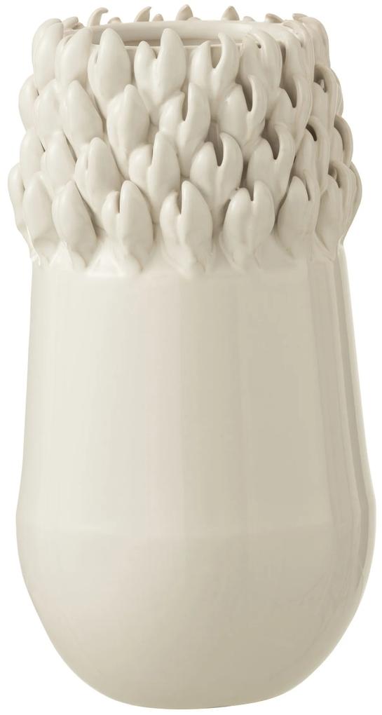 Krémová keramická váza Ibiza white - Ø 14 * 27cm