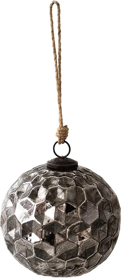 Čierna antik sklenená guľa Hexagon Black L - Ø 15*15 cm