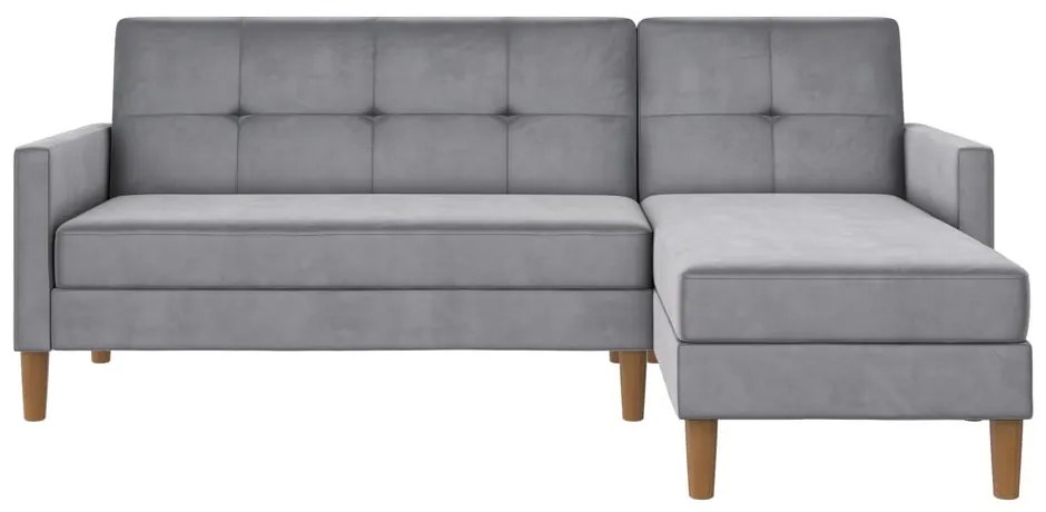 Svetlosivá zamatová rohová pohovka Lilly – Støraa