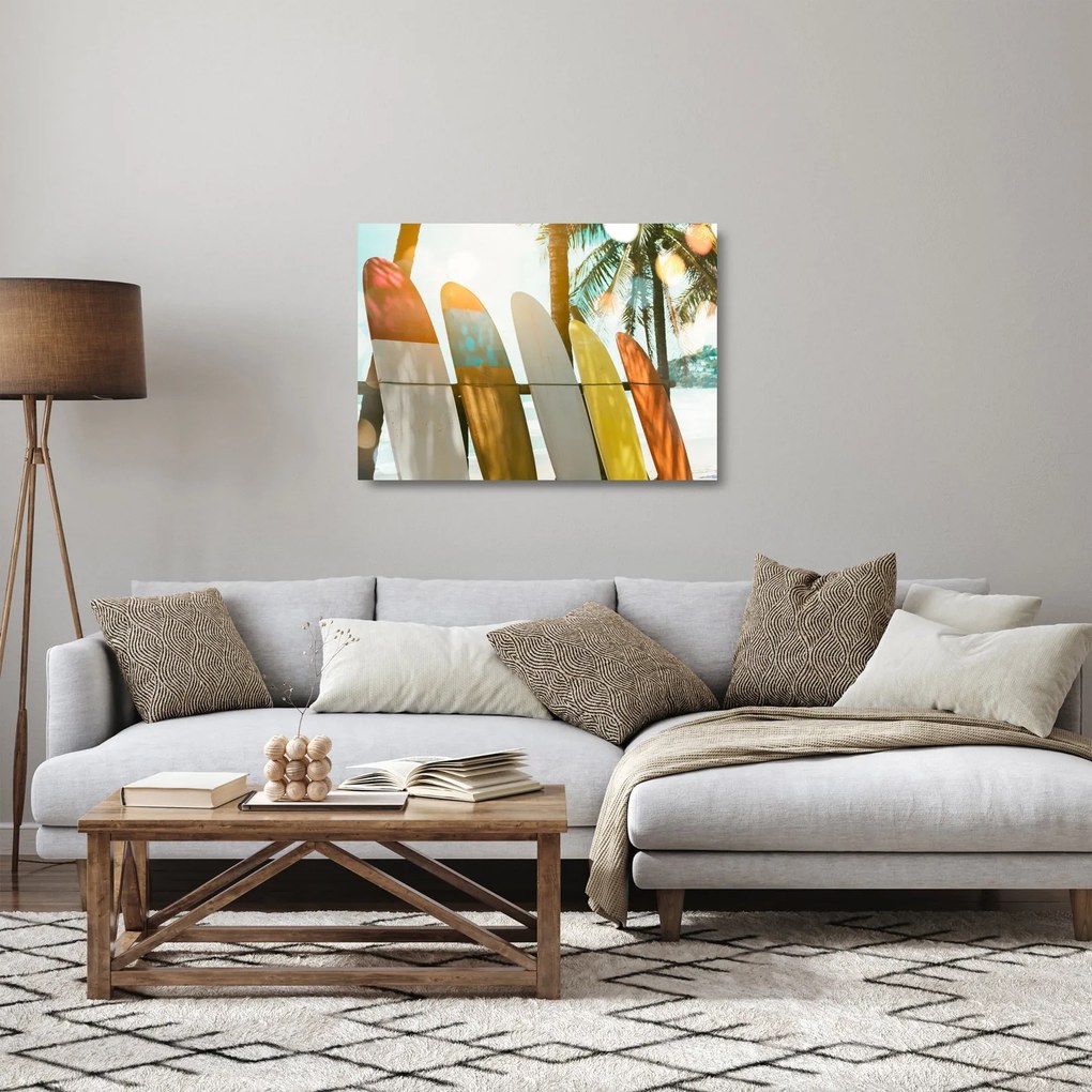 Sklenený obraz - Surfovacie dosky (70x50 cm)