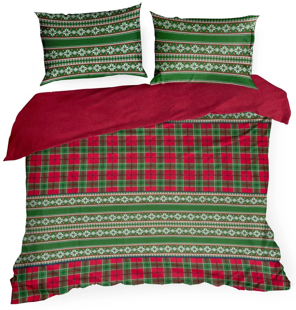 VIANOČNÉ FLANELOVÉ OBLIEČKY AURORA 160X200 CM, 2 KS 70X80 CM VZOROVANÉ